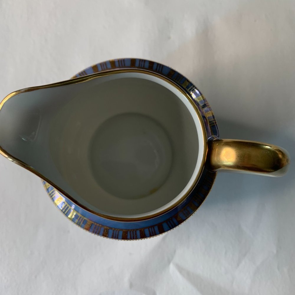 VINTAGE NORITAKE IRIDECENT PURPLE HANDPAINTED CREAMER & SUGAR BOWL MADE IN JAPAN - Picture 4 of 11